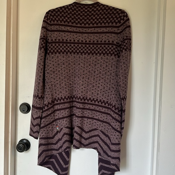 SmartWool Cardigan Sweater Avion Womens Draped Wrap Open Purple Ridge large - Picture 4 of 5